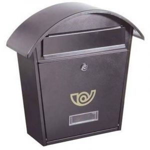 Bo&icirc;te aux lettres porte-revues s&eacute;rie 'Chalet' en fonte peinte en gris