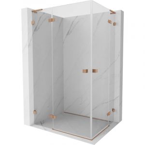 Mexen Lunar L Duo cabine de douche pivotante 110 x 70 cm, transparent, cuivre bross&eacute; - 834L-110L-070P-65-00
