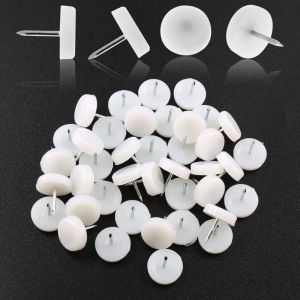 Tigrezy - Lot de 40 patins à clouer pour meubles, 18 mm, en nylon, pour chaises, parquets, pieds de table en plastique blanc, patins pour chaises,