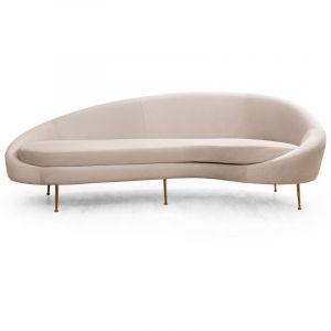 Canapé 3 places tissu beige arrondi coté droit Tazany 255cm