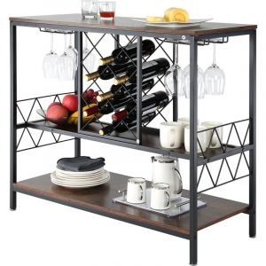 Mophorn - vevor Armoire de bar industrielle de 40 pouces, table a vin pour liqueurs et verres, buffet buffet avec support en verre et casier a vin,