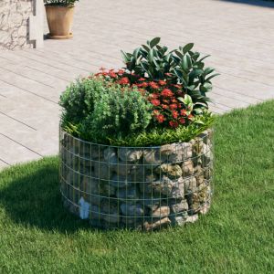 Maison Chic - Jardini&egrave;re Bac a Fleur Lit sur&eacute;lev&eacute; &agrave; gabion circulaire Acier galvanis&eacute; &Oslash;100x50 cm 90728