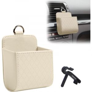 Bo&icirc;te de rangement universelle en cuir pour coffre de voiture, pour l'avant de la voiture, accessoires de voiture pour homme et femme (beige, 1 pi&egrave;ce)