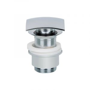 Bonde a clicquer plaque 70 mm carr&eacute;e chrom&eacute;e avec trop plein L 30-45mm, avec trop-plein