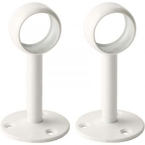 Support Tringle Rideau Plafond en Acier Inoxydable, Support Tringle Penderie pour Tube de rond &Oslash; 25 mm, Blanc Brillant 2 Pcs