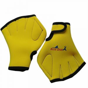 Ensoleille - Gants palmés Formation de natation dans l'eau Gants de natation à la main Gants palmés en néoprène imperméables(jaune)