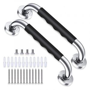 2 Pièces Poignée de Baignoire, 33.5 cm Antidérapante Barre d'appui de Salle de Bain, Barre d'Appui en Acier Inox Murale Poignée de Douche pour