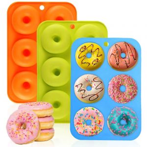 Moule Donuts, 3 Pi&egrave;ces Donuts, Couleurs Diff&eacute;rentes Moule Donuts Cake Factory, 6 Cavit&eacute;s Moule Donuts Silicone, Moule a Donuts Convient pour G&acirc;teaux
