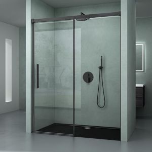 Mai & Mai Paroi de Douche en Niche Transparent 150x195cm Pare Douche avec Porte Coulissante Verre ESG 6mm avec Revêtement NANO Easy Clean T12