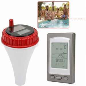 Sans fil flottant Thermom&egrave;tre WiFi solaire Thermom&egrave;tre, flottant Thermom&egrave;tre de piscine solaire piscine &agrave; distance num&eacute;rique eau hygrom&egrave;tre,