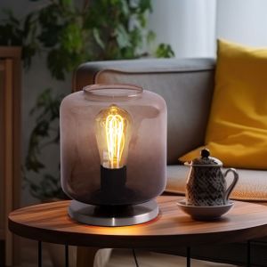 Lampe de table en verre brun Lampe de chevet Vintage Abat-jour en verre, chocolat, 1x douille E27, DxH 18x21,5 cm Briloner 7011-014