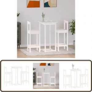 Ensemble de bar 3 pcs Blanc Bois de pin massif - Ensemble De Bar - Meuble De Salle à Manger - Table De Bar - Chaises De Bar - Bois De Pin