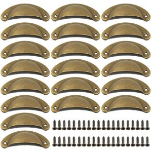 20 Pi&egrave;ces Poign&eacute;e Tiroir Coquille 82mm Poign&eacute;es Meubles pour Armoire Commode avec Vis Laiton
