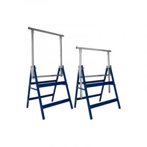 Lot De 2 Tr&eacute;teaux D'&Eacute;chafaudage t&eacute;l&eacute;scopiques Bleus - R&eacute;glable En Hauteur Et Pliables - Bleu