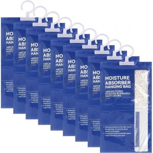 Lot de 9 d&eacute;shumidificateurs suspendus pour penderie - 100 g - Sac anti-moisissure - &Eacute;tanche &agrave; l'humidit&eacute; - Pour cave, chambre &agrave; coucher, buanderie