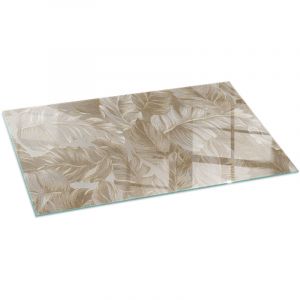 D&eacute;corative Plaque de protection de sol en verre tremp&eacute; pour chemin&eacute;e ou po&ecirc;le moderne Feuilles en motifs subtils 100x50 cm