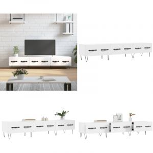 Meuble TV blanc 150x36x30 cm bois d'ing&eacute;nierie - Meubles Tv - Meuble Tv - Meuble Multimedia - Meuble Hifi - Rangement Tv - Home & Living