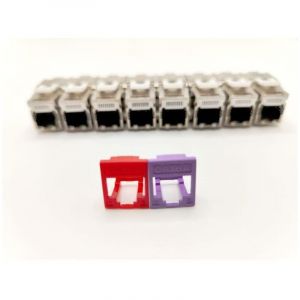 Pack de 8 noyaux keystone RJ45 Cat.6a - LINEAIRE - PRC624AK8 - 2 avec fa&ccedil;ades color&eacute;es