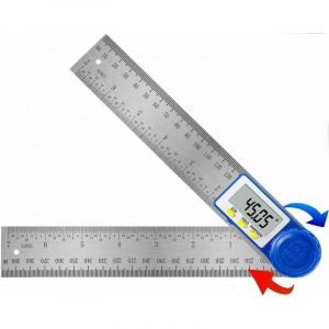 SNQ - Rapporteur d'Angle Numerique, Règle d'Angle Inoxydable pour Menuisier et Fausse Equerre, Plage de Mesure 360°, Règle en Acier pour Travaux de