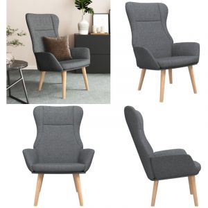 Chaise de relaxation Gris foncé Tissu - Fauteuil Relaxant - Chaise De Repos - Chaise Confort - Chaise Design - Mobilier Intérieur - Home & Living