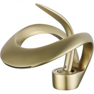 Robinet mitigeur de salle de bain cascade avec robinet mitigeur en céramique réglable pour eau chaude et froide avec tuyau d'arrivée (doré)