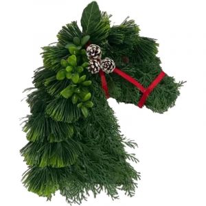 Couronne de No&euml;l T&ecirc;te de Cheval - D&eacute;cor de F&ecirc;te Fermi&egrave;re - D&eacute;coration de Porte T&ecirc;te de Cheval R&eacute;sistante aux Intemp&eacute;ries pour Mur Int&eacute;rieur Porte