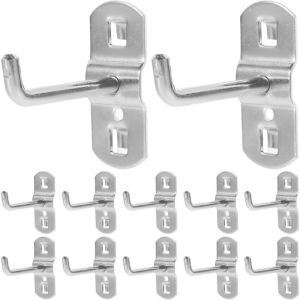 Crochet pour Panneau Perfor&eacute;: 12 Pi&egrave;ces Crochets de Suspension en M&eacute;tal de 5cm pour Organiser Outils sur Panneau Perfor&eacute; Mural pour Garages, Remises