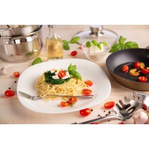 Assiette plate carr&eacute;e peu profonde Quadro blanche 28 cm