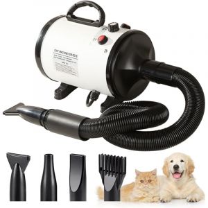 Pulseur Chien Professionnel S&eacute;choir S&egrave;che-Poils Toilettage S&egrave;che-Cheveux pour Chien Chat animaux 1500W Vitesse Continue et temp&eacute;rature r&eacute;glable avec