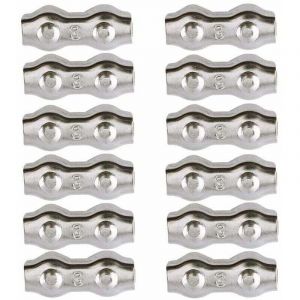 Serre-c&acirc;ble , Serre Cable Acier 3mm 12 Pi&egrave;ces Serre C&acirc;bles Duplex Pince de C&acirc;ble Acier inoxydable 304 D'agrafe de C&acirc;ble,C&acirc;ble Poign&eacute;es pour 2mm C&acirc;ble