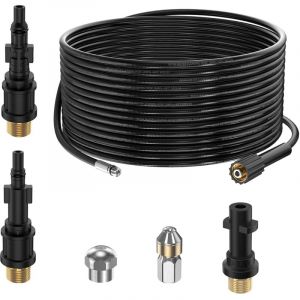 15M Tuyau D&eacute;boucheur Canalisation pour Nettoyeur Haute Pression K&auml;rcher K2 K3 K4 K5 K6 K7 HD HDs, 180Bar Kit Furet Professional avec Buse &agrave; Jet et