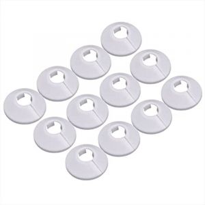 12 Pcs Cache Tuyau, Cache Tuyau Plomberie Collier Radiateur, Manchon Radiateur Pour Tuyau Rosace Ronde Blanche Diam&egrave;tre De 15 Mm (Blanc)