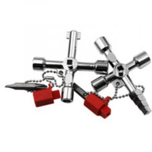 Clé Triangle Multifonction 4 Voies - 2 Pièces pour Poubelle, Armoire Electrique, Boîtier Compteur, Coffret de Compteurs d'eau et Armoire