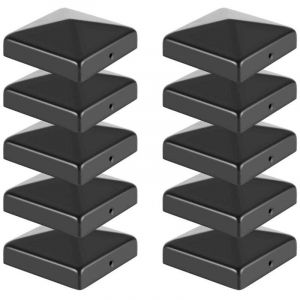 Capuchon de poteau Chapeau pyramide Cl&ocirc;ture de protection 91x91mm Noir