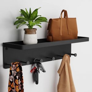 Porte-cl&eacute; Mural en M&eacute;tal avec Rangement Polyvalent pour Maison, Cuisine ou Bureau - Range Courrier avec 6 Crochets