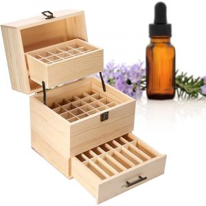 59 Trous RoseFlower Bo&icirc;te Huile Essentielle Aromath&eacute;rapie Bo&icirc;te de Stockage imperm&eacute;able Aromath&eacute;rapie Bo&icirc;te de Rangement en Bois - pour Voyage et