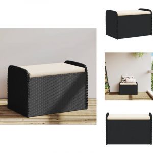 Vidaxl - Banc de rangement avec coussin noir 80x51x52 cm résine tressée - Banc De Jardin - Meuble De Jardin - Rangement Extérieur - Banc Avec Coffre