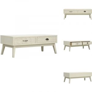 Vidaxl - Table basse avec 2 tiroirs Gris sculpté 110x50x40 cm Bois - Table Basse - Meuble tv - Table D'appoint - Table Vintage - Table En Bois