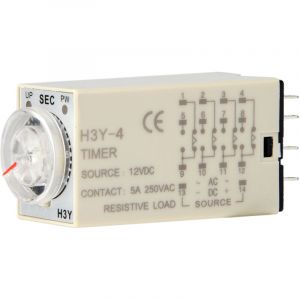 H3Y-4 Minuterie Relais Temporis&eacute; Minuterie de Retard Minuterie de Mise Sous Tension 12VDC 12 Relais (60S).