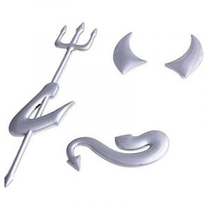BEBUSINGOTO Autocollant Sticker Voiture Diable, Argent