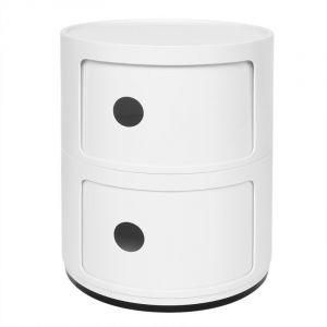 Table de chevet cylindrique l&eacute;g&egrave;re et amovible, table de chemin&eacute;e moderne avec tiroir pour chambre, salon, h&ocirc;tel, blanc