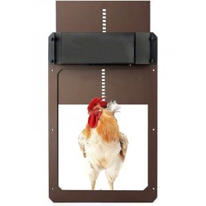 Kit de porte de poulailler automatique, porte de poulailler automatique alimentée par batterie avec minuterie et capteur de lumière, accessoires de