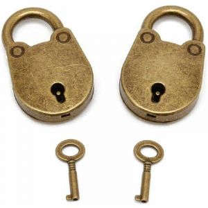 Lot de 2 mini cadenas en forme d'arcade de style vintage avec cl&eacute; Bronze antique