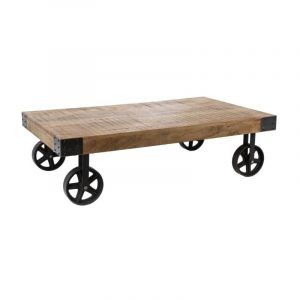 Table Basse à Roulettes en Bois "Til" 117cm Naturel