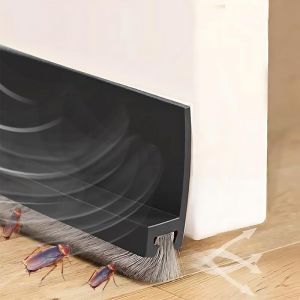 100cm Noir Brosse Bas de Porte, Isolation Bas de Porte, Joint Brosse Isolation Phonique Porte, Boudin de Porte,Calfeutrer Bas de Porte, Auto-adh&eacute;sif