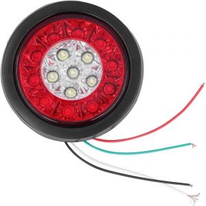 12-24V Feux Arri&egrave;re 16 Lampe LED Feu Arri&egrave;re Rond Rouge Blanc Couleur de la Lumi&egrave;re Clignotant Lumineux Assemblage de Feux A