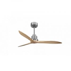 Klassfan - Tenerife - Super destratificateur et ventilateur dc 132 cm Chrome pales bois clair sans Lumi&egrave;re 25 &agrave; 35 m&sup2;