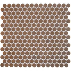Mosa&iuml;que de gr&egrave;s c&eacute;rame VENICE PENNYROUND - Bronze Metallique - bo&icirc;te de 0.09 m2