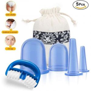 Ventouse Anti-Cellulite, 5 PCS Ventouse Cellulite Minceur Roller Minceur Silicone Massage Cups, Anti-&acirc;ge, R&eacute;ducteur de Rides, Soulagement de la
