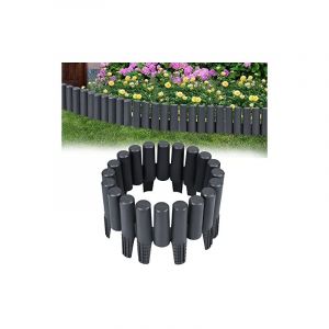 Naizy - Bordure de Pelouse en Plastique 2,8 m Aspect Bois Bordure de Lit en Polypropylène Lot de 10 Clôture de Lit Cylindrique Palissade - Anthracite